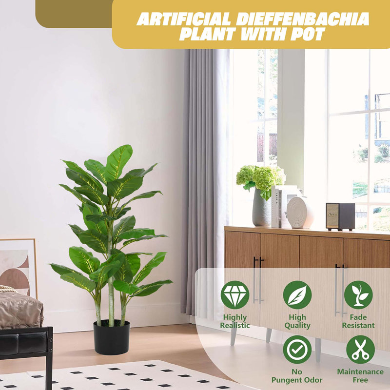 42 "plante artificielle avec pot de Daffenbachia - vert