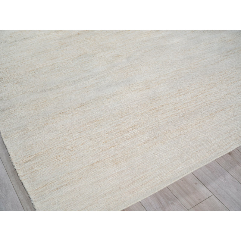 Tranquility flatweave Wool/Mohair Beige Area Rug, Beige, Rectangle 8' x 10'
