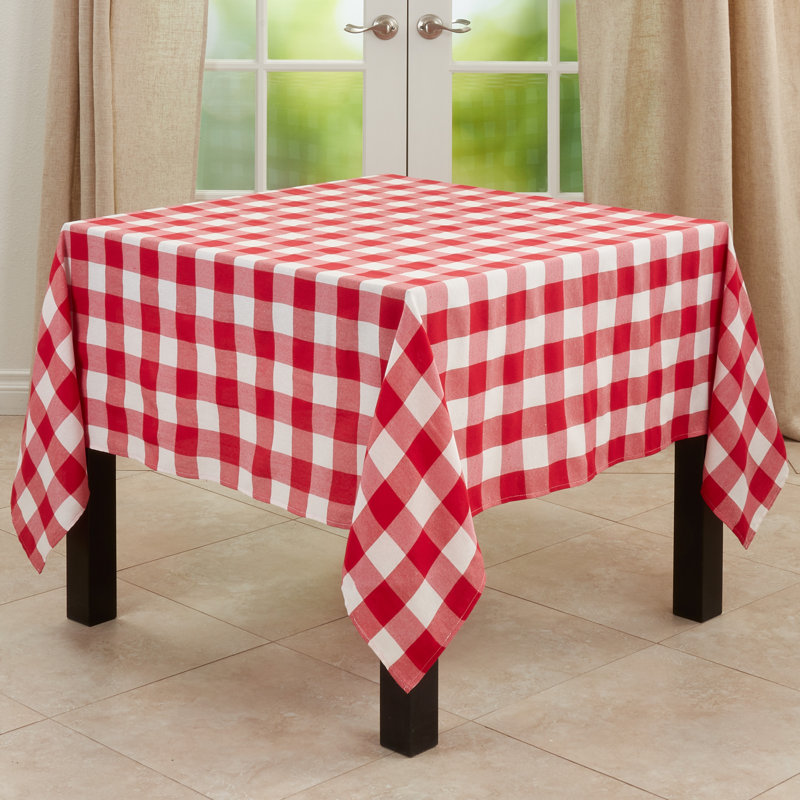 Salerno Buffalo Plaid Tablecloth, Red/White, 16" W x 72" L
