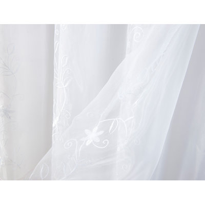 Priscilla Embroidered Window Curtain Panel with Attached Valance