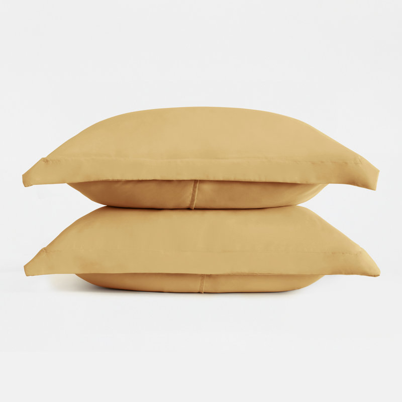 Pillow Shams 2-Pack Microfiber Ultra Soft Bedding, King, Gold