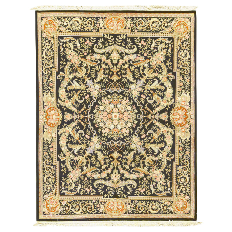 High-Quality Hand-Knotted Black Area Rug