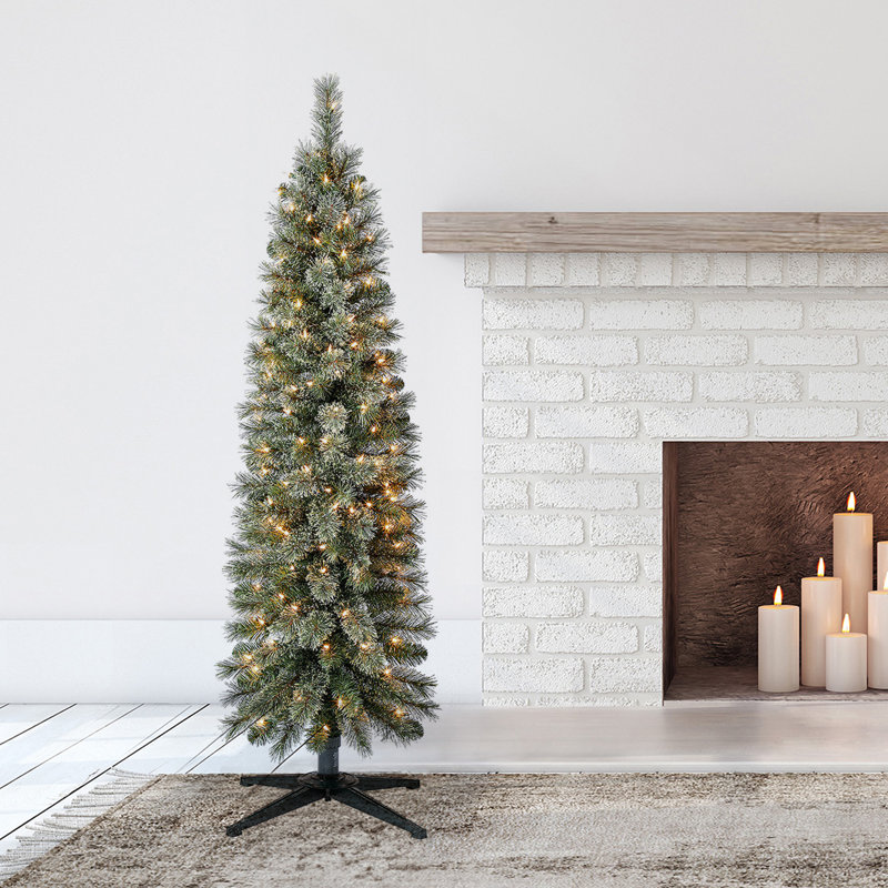 The Holiday Aisle® Rotating Tree Stand Base w/Stanley Skinny Pencil Christmas Tree, 5'