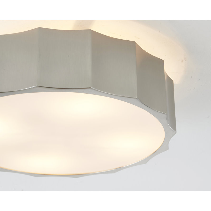 Plafonnier encastré rond en laiton argenté transitionnel 3 lumières, Nickel brillant