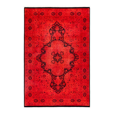 Tapis orange noué à la main de conception unique Holsworth