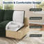 Canapé 2 places en velours côtelé, accoudoirs carrés de 150 cm, structure en bois massif avec poche de rangement pratique, style nuage, idéal pour un appartement, vert-2101285572