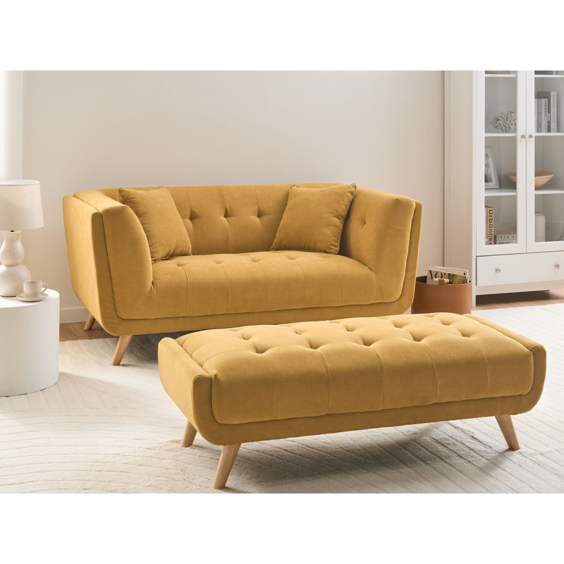 Temira 2 Piece Fabric Living Room Set, Yellow