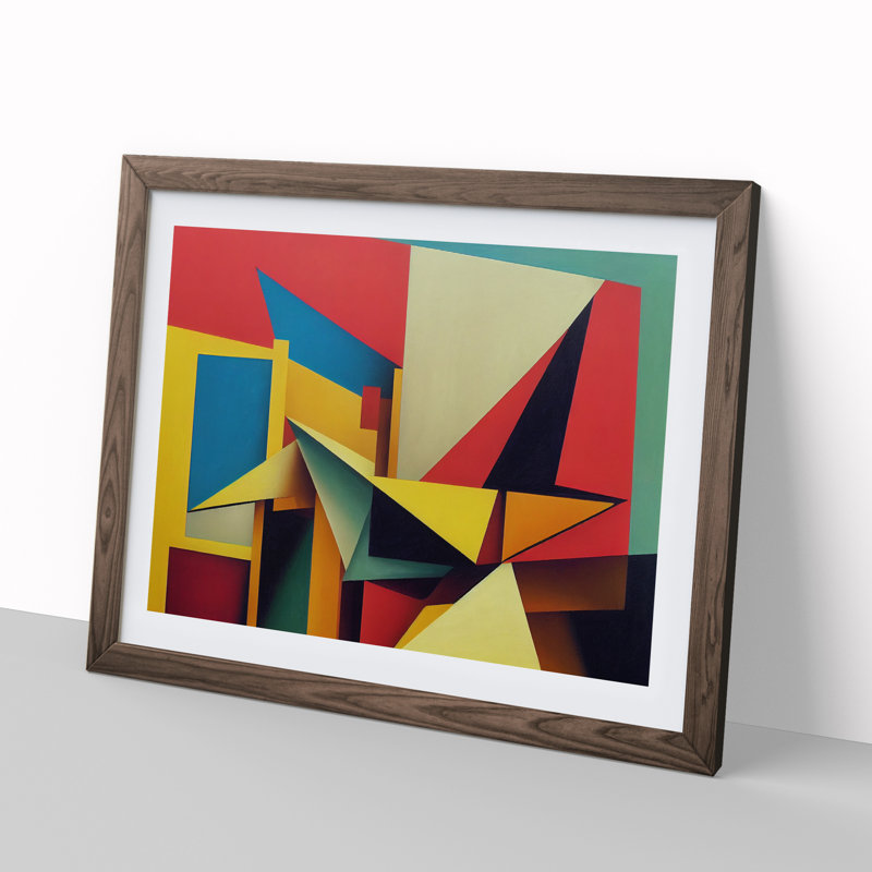 Shapes - Single Picture Frame Print, 46cm H x 64cm W, Walnut Framed