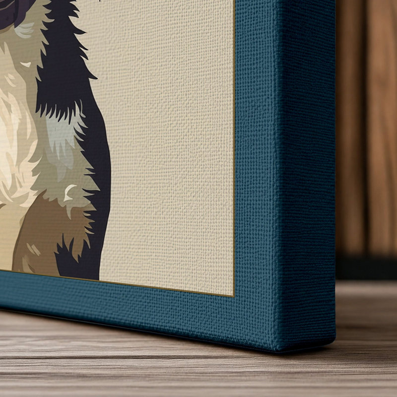 King Charles Spaniel Modern - Wrapped Canvas, 36x24 - 91.4 x 61.0 cm, Teal Border