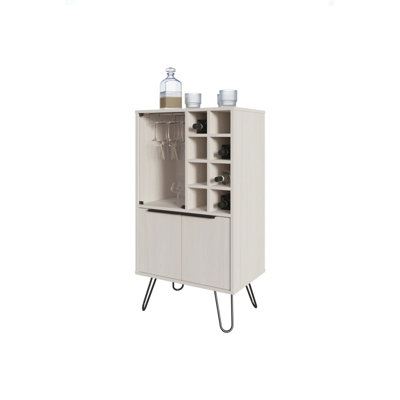 White Bar Cabinet With Glass Rack And Wine Storage by Corrigan Studio