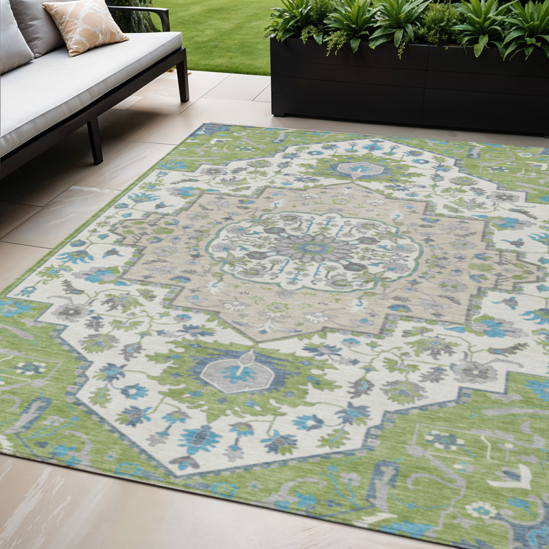 Tapis vert lavable intérieur / extérieur vert artichaut 5 pi x 8 pi