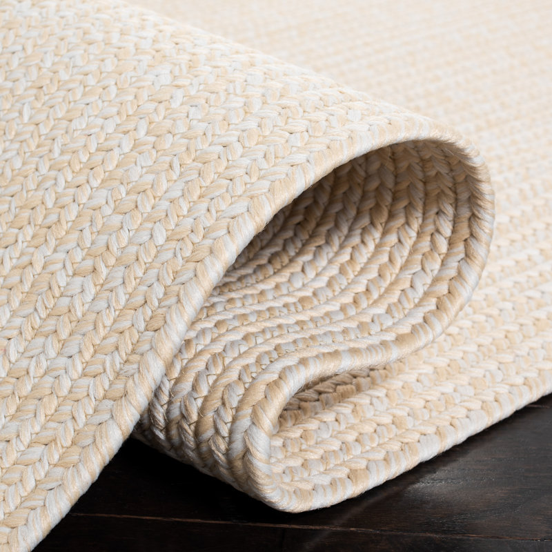 Morton Handmade Flatweave Polypropylene Area Rug in Ivory, Rectangle 4' x 6'