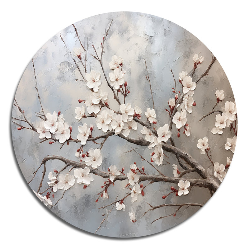 Menlo - art floral rond en métal, H 16 po x l 16 po