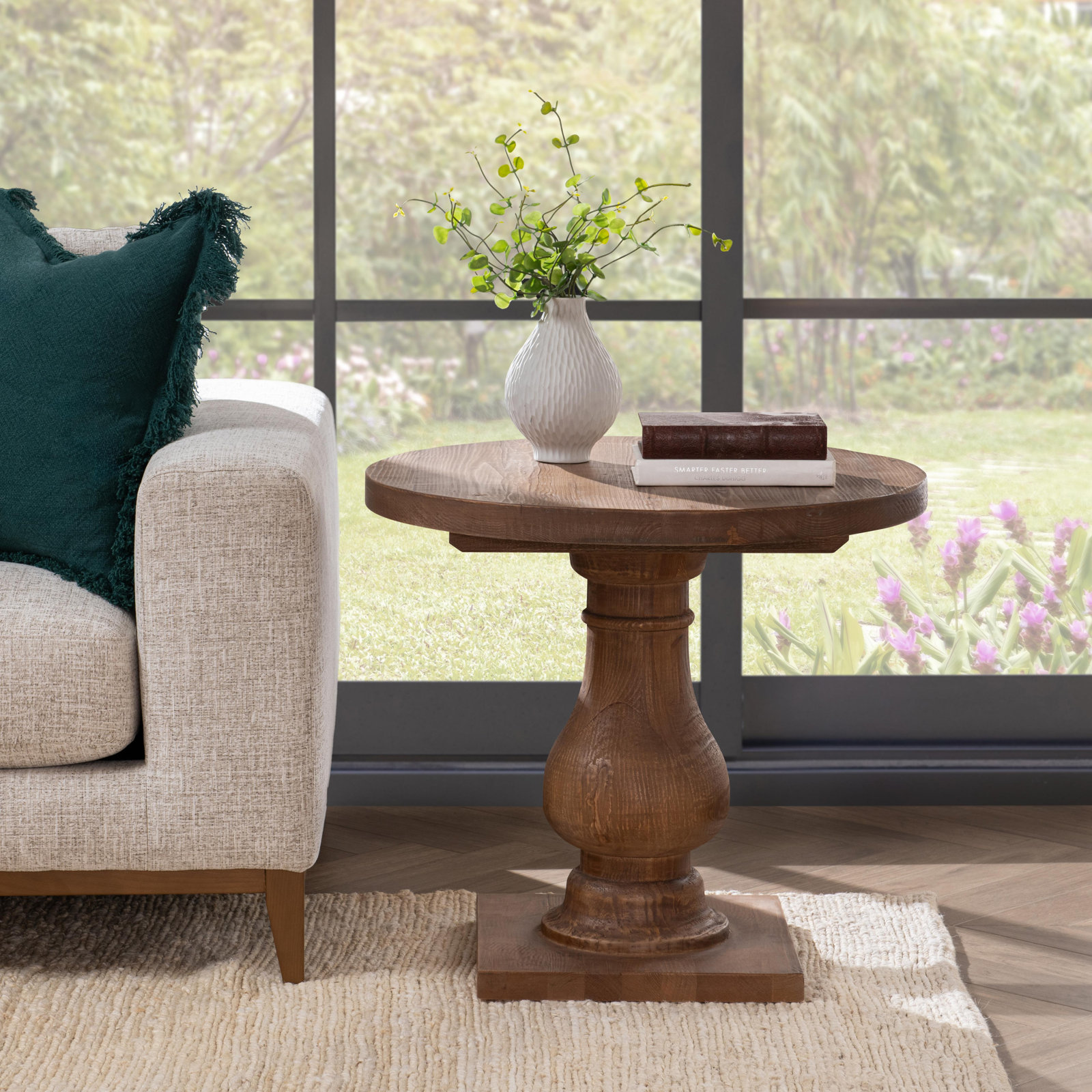 Farrer Solid Wood End Table, Mission Brown