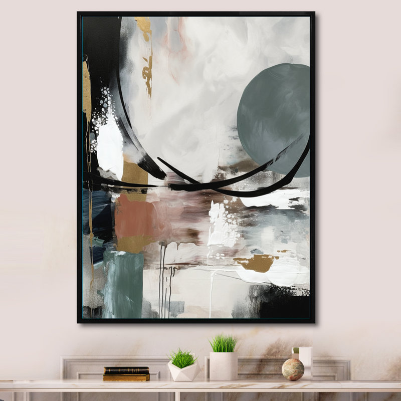 Exploration de la simplicité boho II - Décoration murale abstraite, H 32 po x l 24 po x P 1 po, Cadre flottant noir