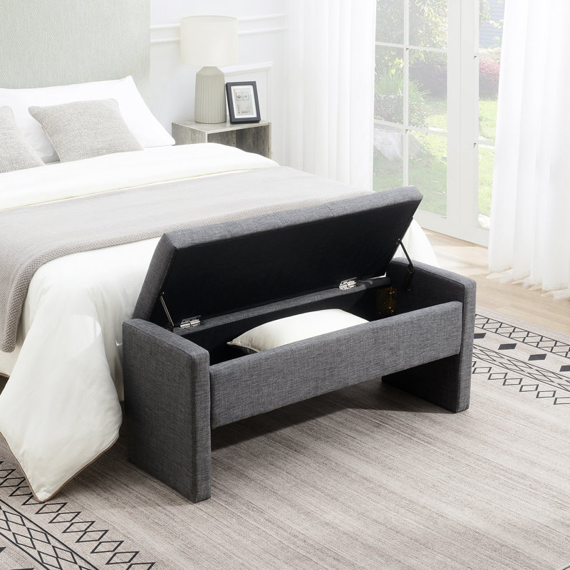 Banc de bout moderne avec rangement, grand tabouret de repose-pieds rembourré, banc de meuble-lavabo de fenêtre confortable pour le salon, la chambre à coucher