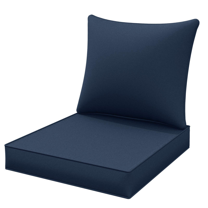 22"W X 24"D Outdoor Deep Seat Cushion Set Outdoor Seat/Back Cushion, Navy Blue