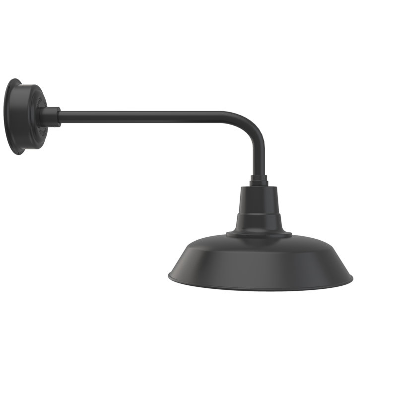 Luminaire de grange d’extérieur à del Haleigh, H 15,88 po x l 16 po x P 34,25 po, Noir mat