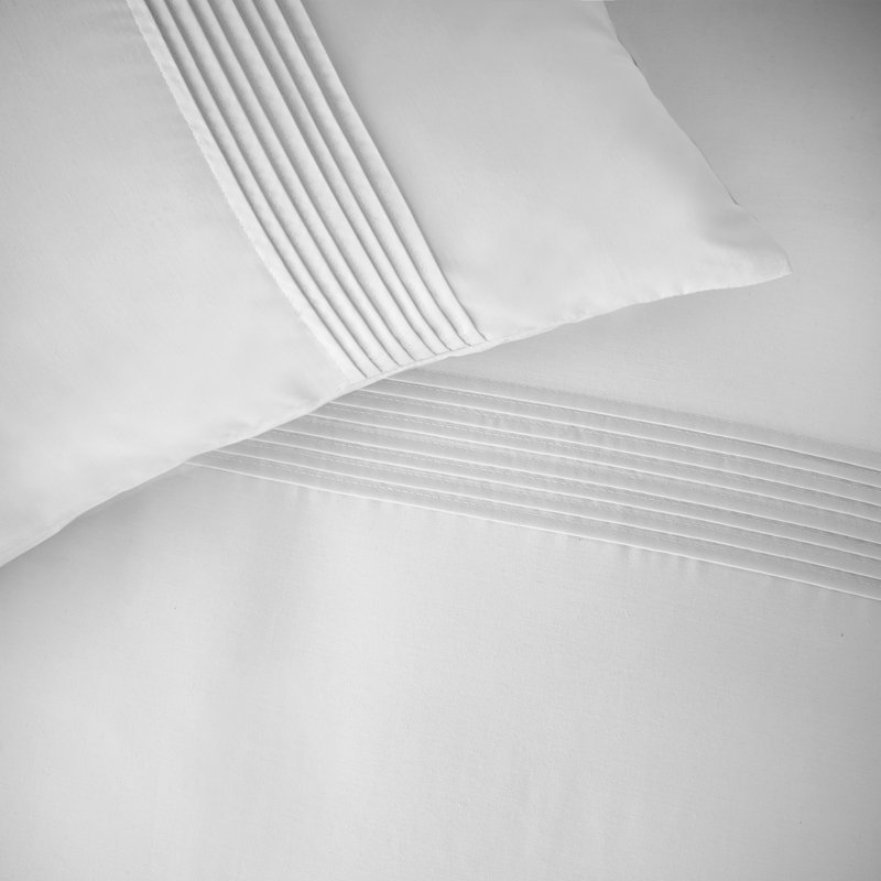 Pintuck Easy Iron Percale Duvet Cover Set, Double Bed (200 x 200 cm), White