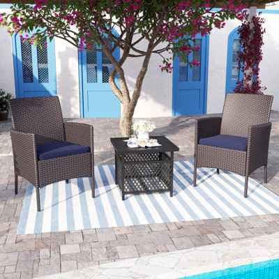Alyah 2 - Person Patio Dining Set with Square Table , Cushions Included