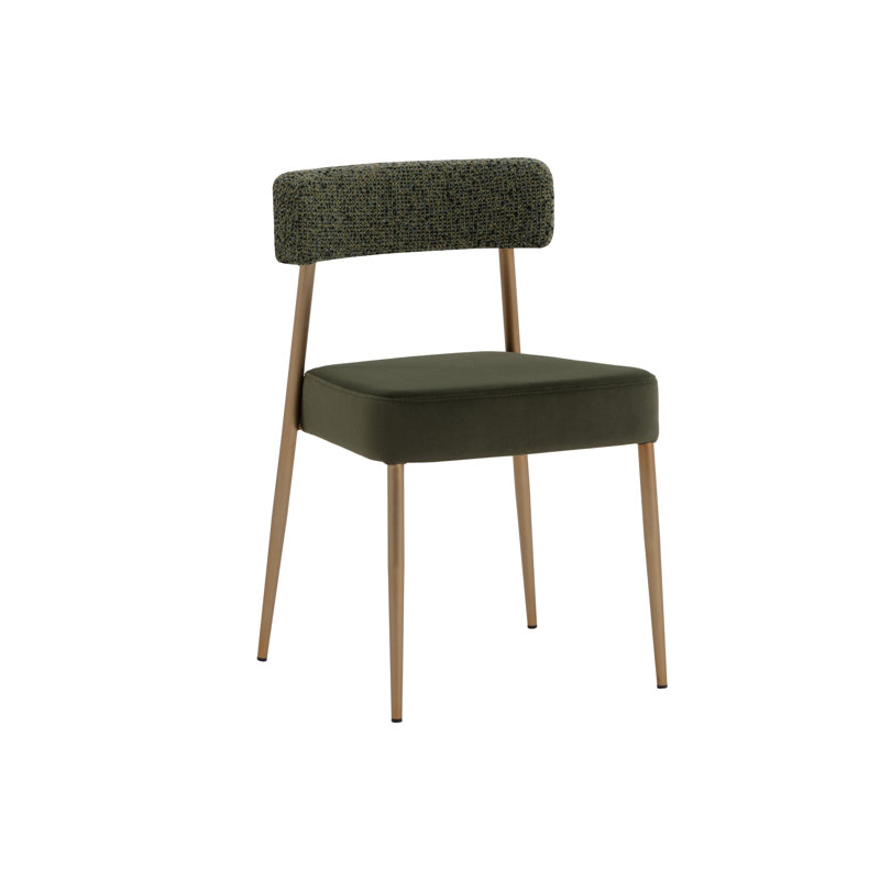 Upholstered Dining Chair, Green Fabric/ Green Faux Leather