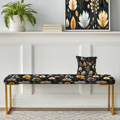 Toile florale jaune et noire à motif floral marocain