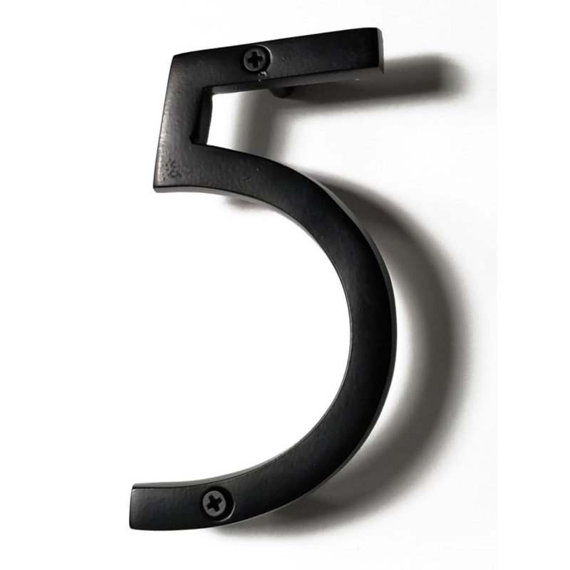 Numéro de maison en métal flottant, 5, 8", Noir