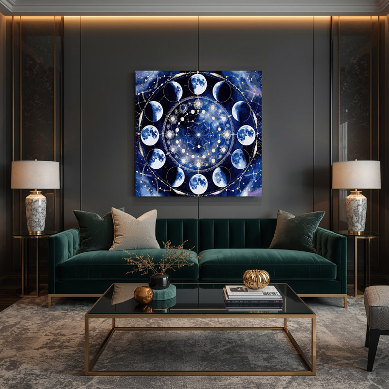 Art mural sur toile bleu Space Space Phases, H 32 po x l 32 po