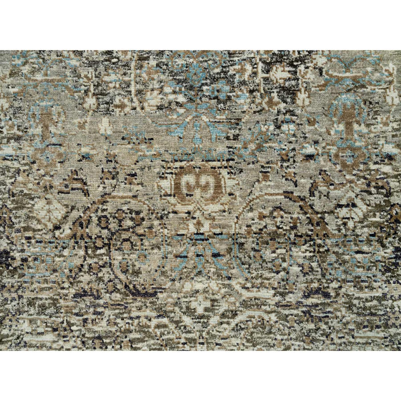 Tapis de couloir gris en laine et en soie noué à la main 2 pi 8 po x 23 pi 10 po BF9E6299B52C402FAEF19F8B310AA7CB
