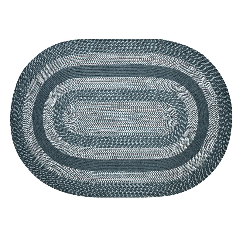 Tapis bleu ardoise tressé Samara - 8 pi, 22 po x 40 po ovale