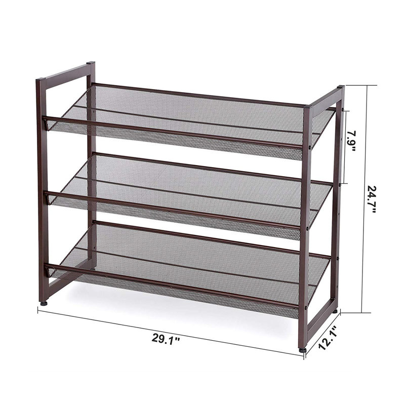 12 Pair Stackable Shoe Rack, Bronze