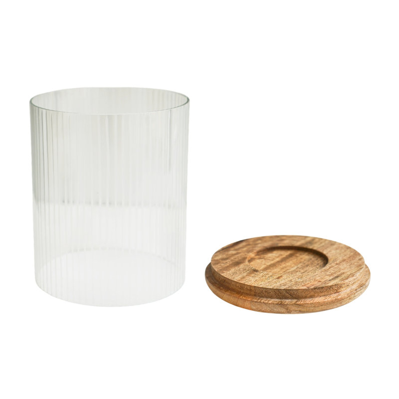 Amelia Ribbed Glass Candle Holder, 23" H x 20" W x 20" D