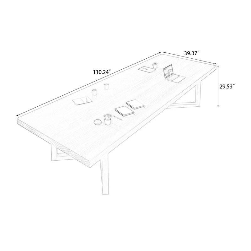 Table de conférence Burlywood, H 29,53 po x L 110,24 po x l 39,37 po