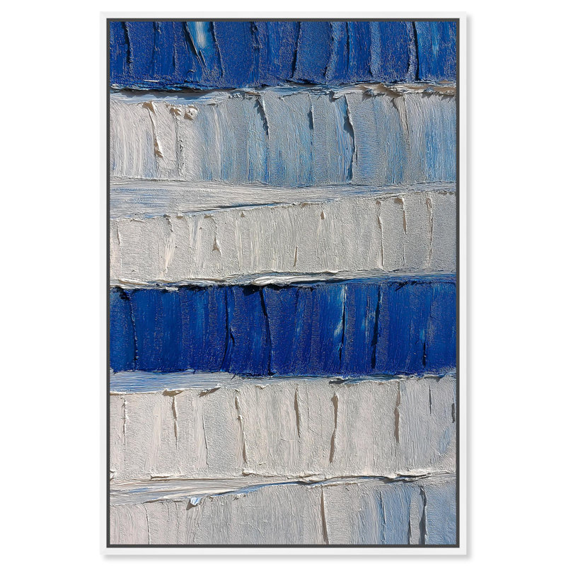 «Azure Furrows IV», reproduction d'art sur toile par Art Remedy, H 24 po x l 16 po, Cadre blanc