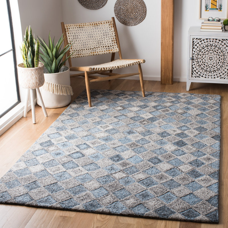 Ffraid Hand Tufted Performance Geometric Rug, Rectangle 8' x 10'