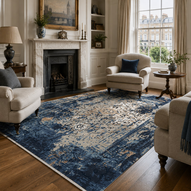 Vintage Look Cotton and Chenille Flatweave Area Rug, 80 x 150 cm