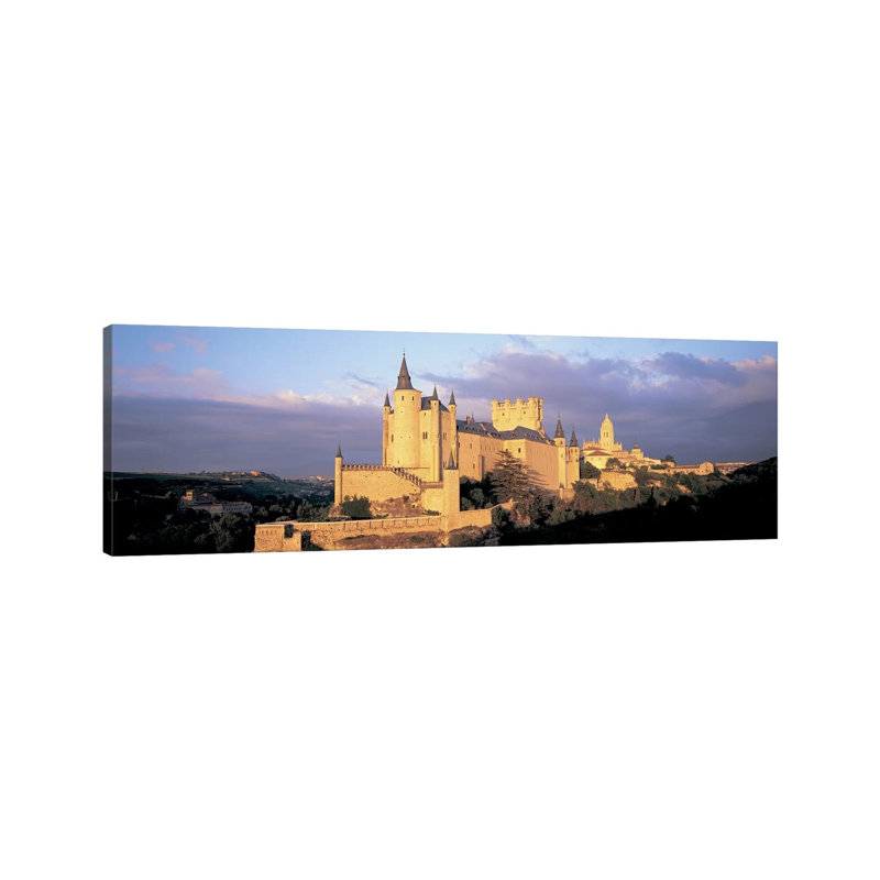 Clouds over a Castle, Alcazar Castle, Old Castile, Segovia 1 Piece Wrapped Canvas Panoramic Wall Art