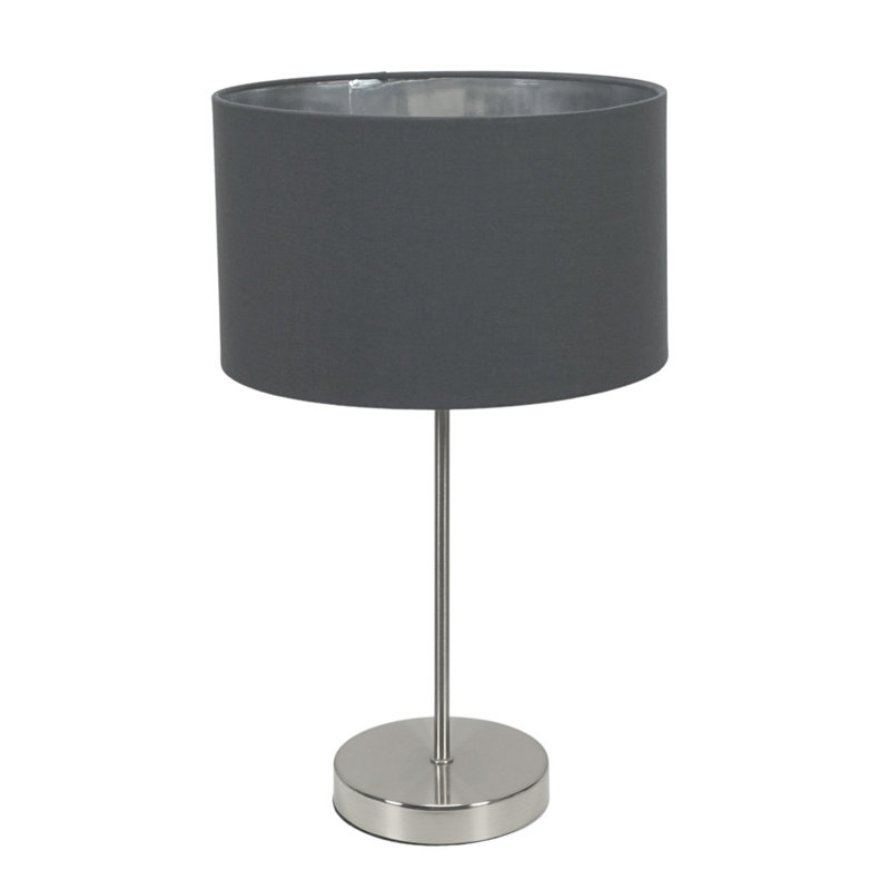 Darraich Metal Table Lamp, Silver Base/Grey Shade, Yes