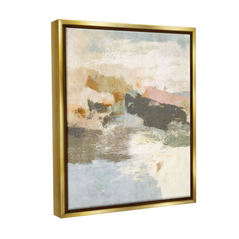 "Peinture abstraite rustique" par Suzanne Nicoll sur toile, Cadre flottant métallique doré, H 31 po x l 25 po