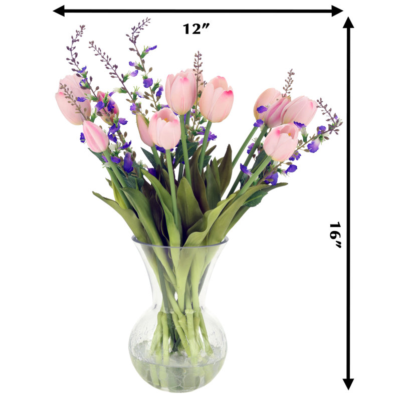 Tulip Vase - 16 Inches, Pink/Blue/Green
