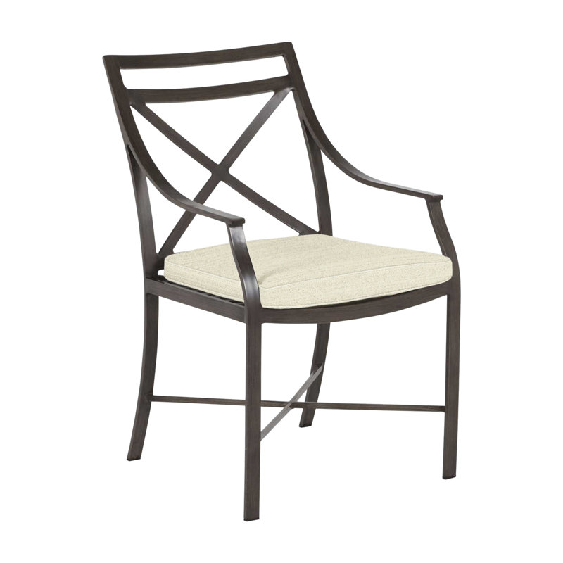 Monaco Patio Dining Armchair with Cushions, Slate Gray, Rollo Chambray InsideOut® Linen, No Welt
