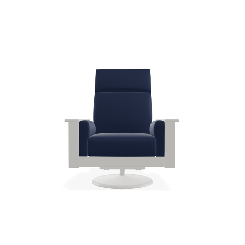 Leeward Marine Grade Polymer Deep Seating Cushion Premier Swivel Rocker, Snow, Canvas Navy Sunbrella® Canvas