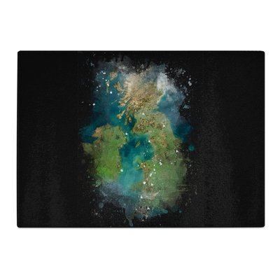 Tempered Glass View of Ireland and Great Britain Paint Splash Chopping Board