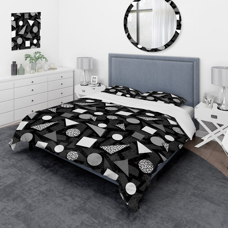 Ensemble de housse de couette en microfibre Puliafico, Housse de couette simple + 1 taie décorative stan
