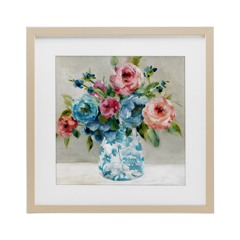 «Blooming Chinoiserie Blossoms», reproduction encadrée sous verre, design par Carol Robinson, Cadre de récolte en pin