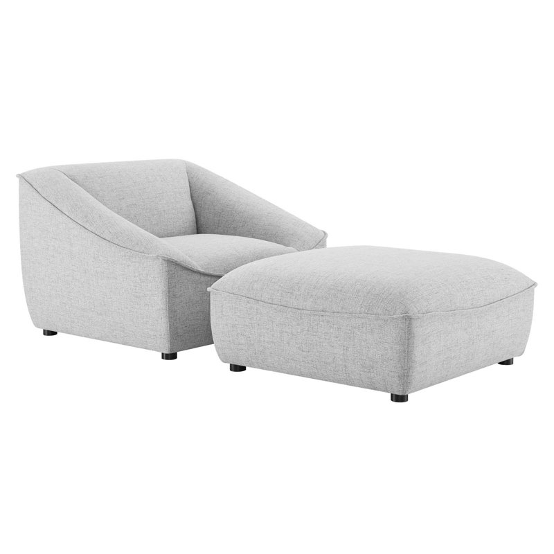 Modway Comprise 2-Piece Living Room Set, Light Grey Velvet