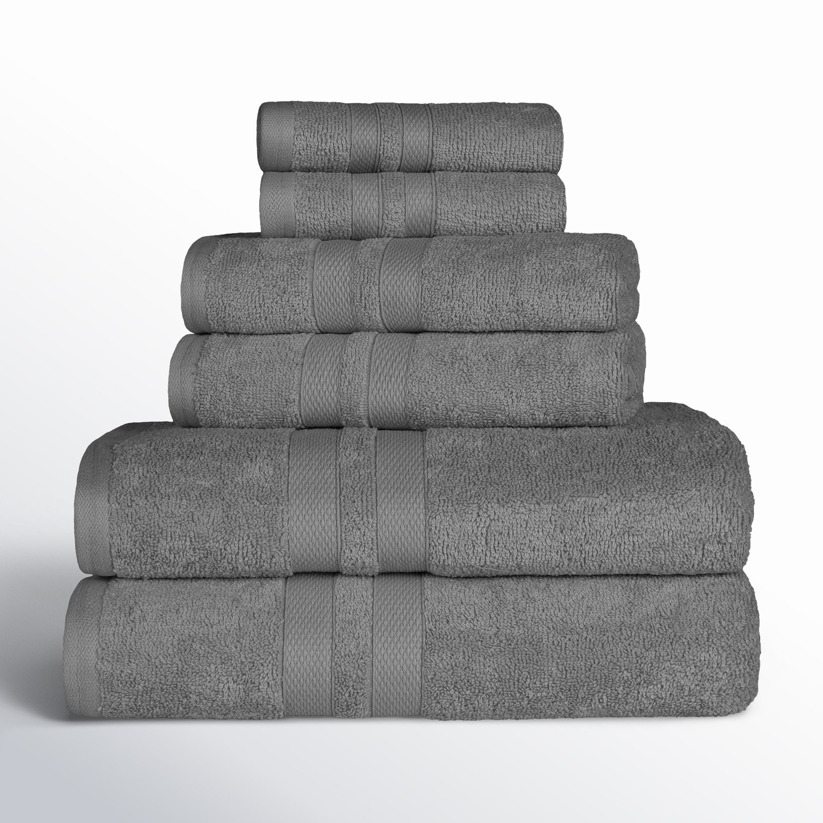 Amoy Soft 6 Piece 100% Cotton Towel Set, Charcoal