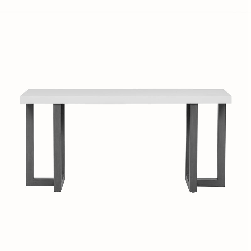 Console avec pieds en pin massif, Blanc / Gris