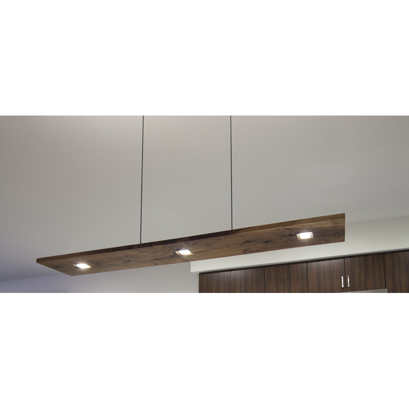 Vix Dimmable LED Pendant, 2700K, Dark Stained Walnut, 0.75" H x 48" W x 8" D