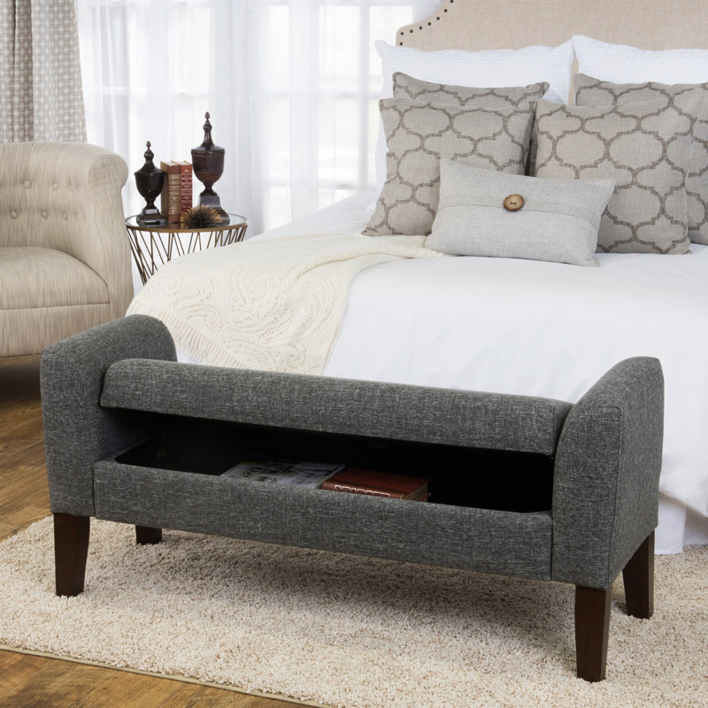 Banc de rangement à couvercle rabattable rembourré, Anthracite